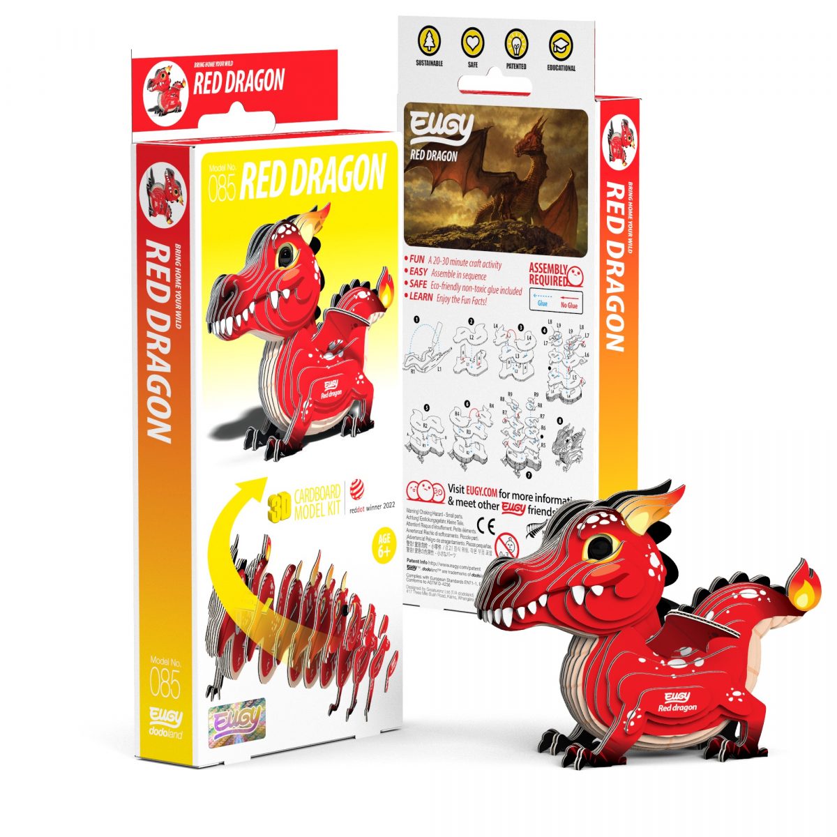 Eugy Red dragon puzzle 3d