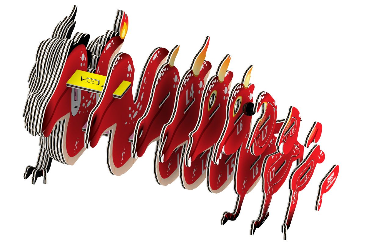 Eugy Red dragon puzzle 3d