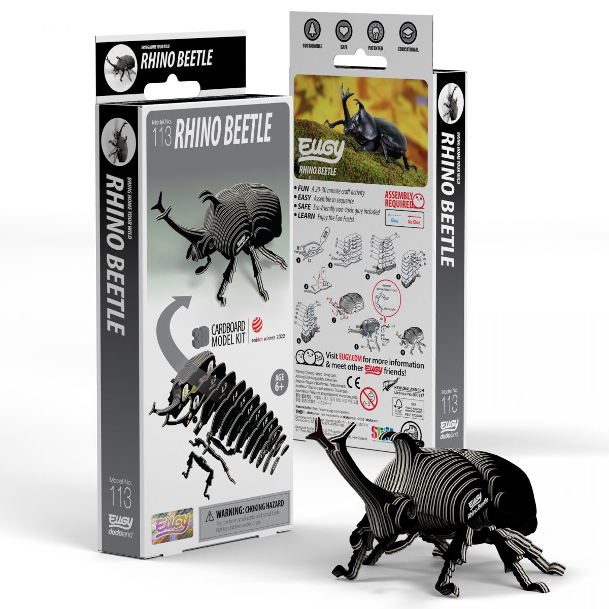 Eugy rhino beetle puzzle 3d