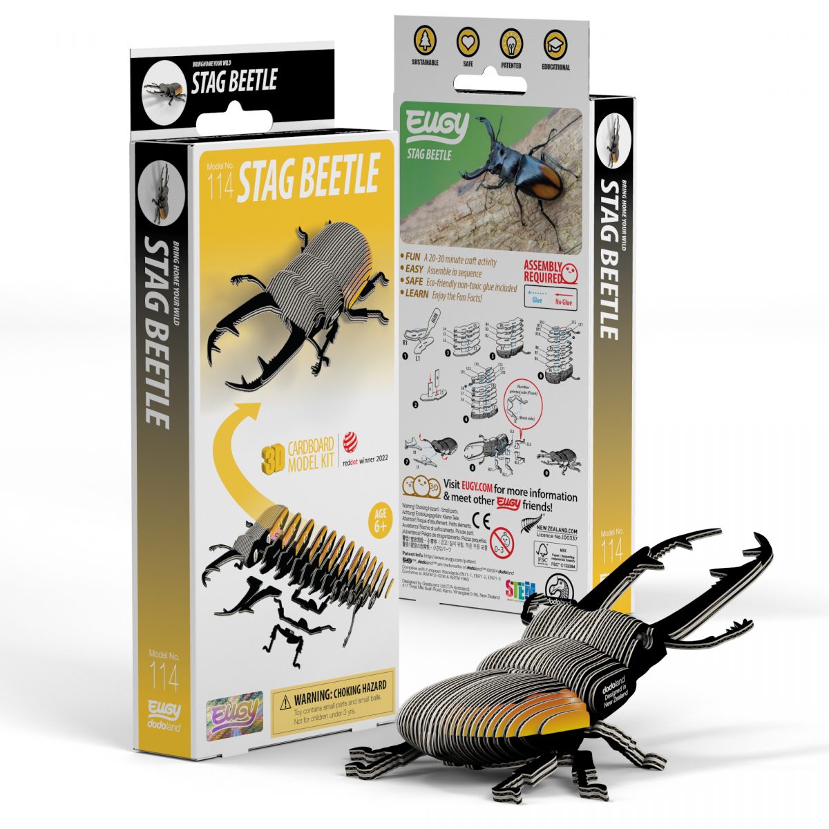 Eugy stag beetle puzzle 3d