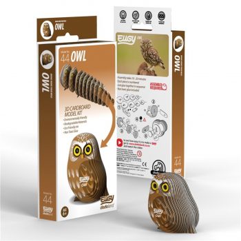 Figura 3D montable Mussol Buho Owl Nuevo Eugy, con valores educativos y respetuosos con el medio ambiente. 100% reciclable libre de toxicos